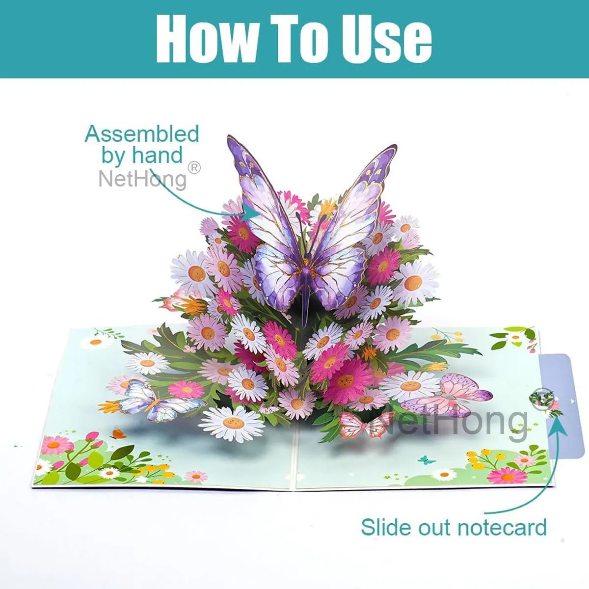 3D Butterfly Pop Up Greeting Cards Postcard For Valentine's Day, Mother, Anniversary, Wedding Invitation Greeting, Birthday Gift