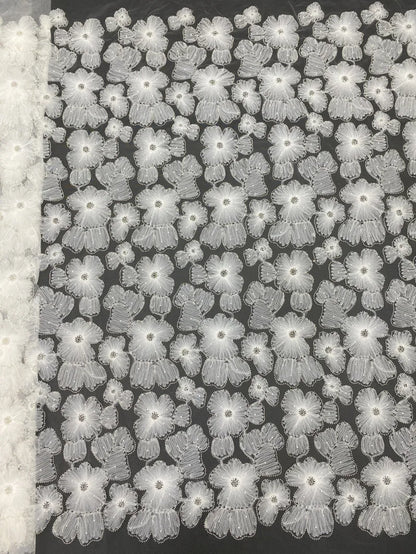 Dark Purple Panhua Bead Cord Embroidery + Sequin Embroidery Fairy Style Evening Dress Women’s Skirt Fashion Bead sewing 2 yard