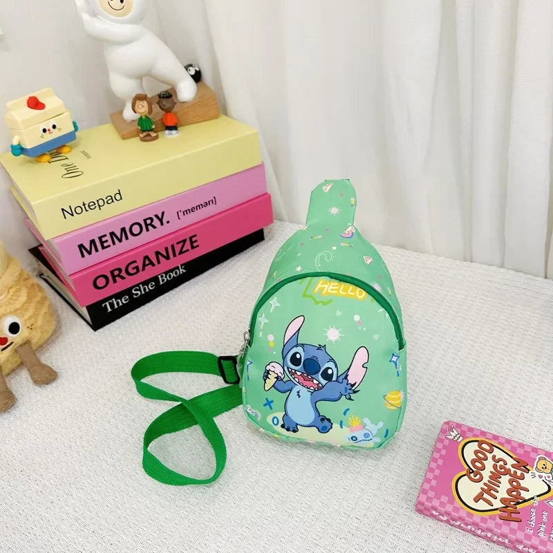 Stitch & Angel Sling Chest Bag, Cartoon Anime Crossbody Bag, Fashionable Casual Shoulder Bag with Coin Purse for Daily Travel