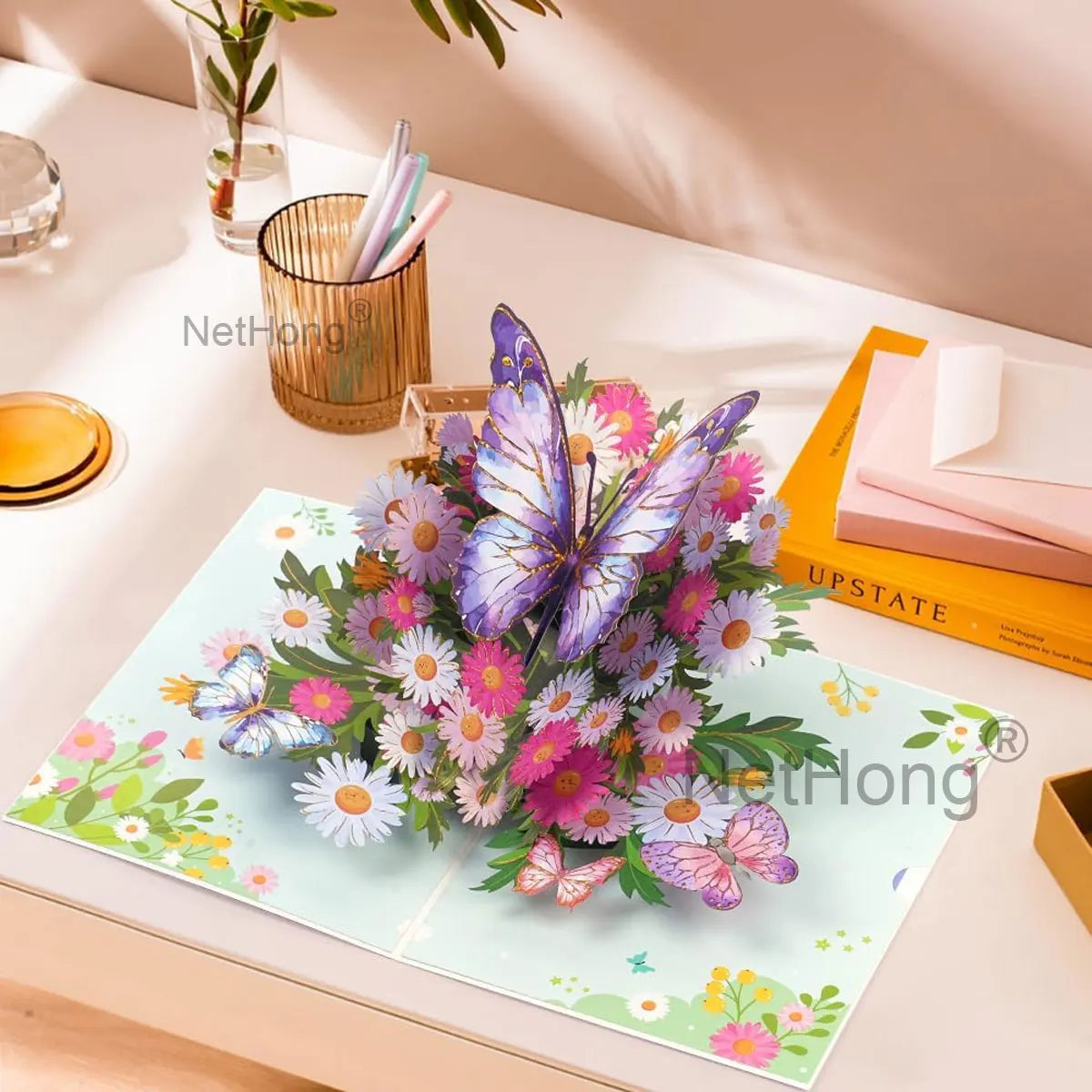 3D Butterfly Pop Up Greeting Cards Postcard For Valentine's Day, Mother, Anniversary, Wedding Invitation Greeting, Birthday Gift