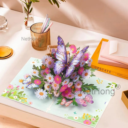 3D Butterfly Pop Up Greeting Cards Postcard For Valentine's Day, Mother, Anniversary, Wedding Invitation Greeting, Birthday Gift