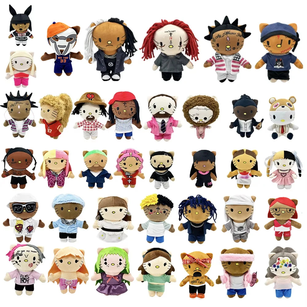 New Hello Kitty Ken Carson Rapper Trippie Taylors Plush Toy Doll with Clothes Stuffed Soft Plush Toys Fans Collect Gifts
