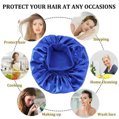 Silk Satin Lined Bonnet for Sleeping - Large Hair Bonnet for Long Hair Protection