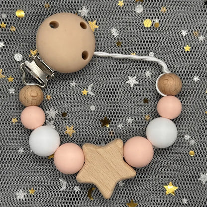 NEW Custom Name Wooden Personalized Baby Pacifier Chain Beech Bead Dummy Nipple Holder Guard Teether Pendant Newborn Mother Gift