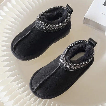 Kids Winter Slippers - Luxury Fur Lined Non-Slip Indoor Boots for Boys & Girls