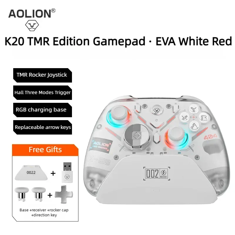 Aolion K20 RGB Wireless Gaming Controller With Charging Dock Gamepad Hall Effect Joystick Trigger For Switch 2/PC/Phone/Switch