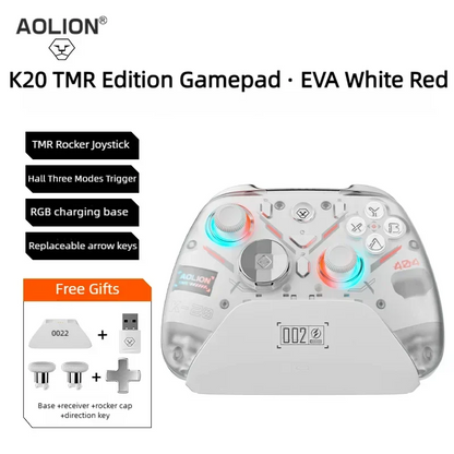 Aolion K20 RGB Wireless Gaming Controller With Charging Dock Gamepad Hall Effect Joystick Trigger For Switch 2/PC/Phone/Switch