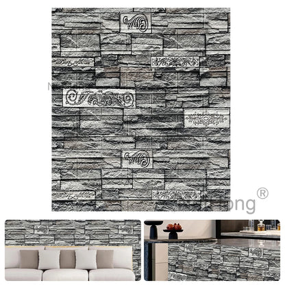 Waterproof Brick Stone Wallpaper Self Adhesive Vinyl Wall Decor Sticker 70*77cm