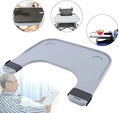 ABS Removable Wheelchair Tray Table w/2 Cup Holders Disabled Portable Lap Tray