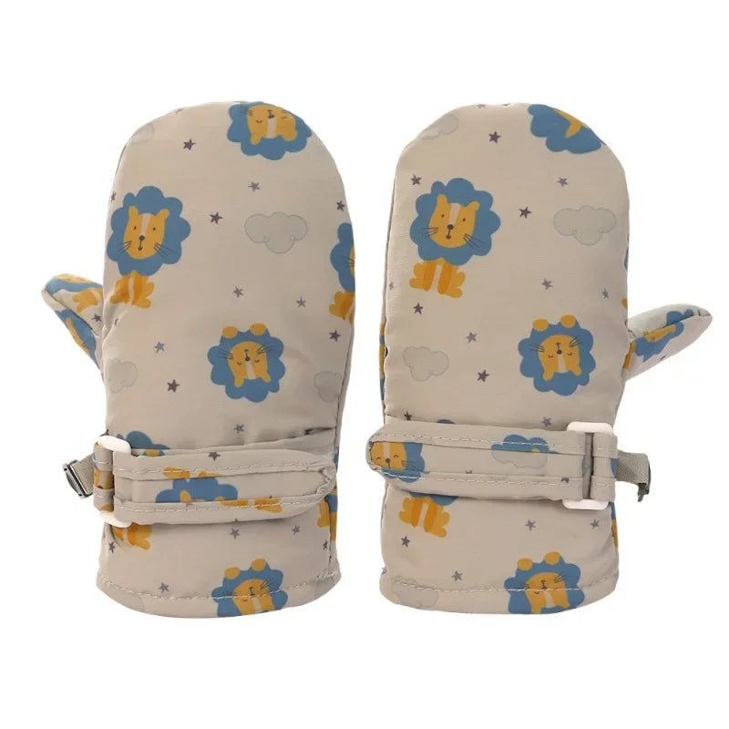 Kids Winter Ski Gloves - Waterproof Cartoon Mittens for Boys & Girls Age 4-6