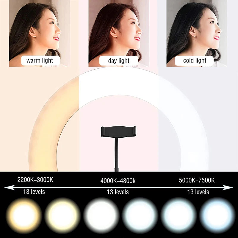 Selfie Video Light Selfie LED Ring Light Dimmable Round Ring Fill Lamp With Stand Tripods For Phone Video Live Camera Lighting