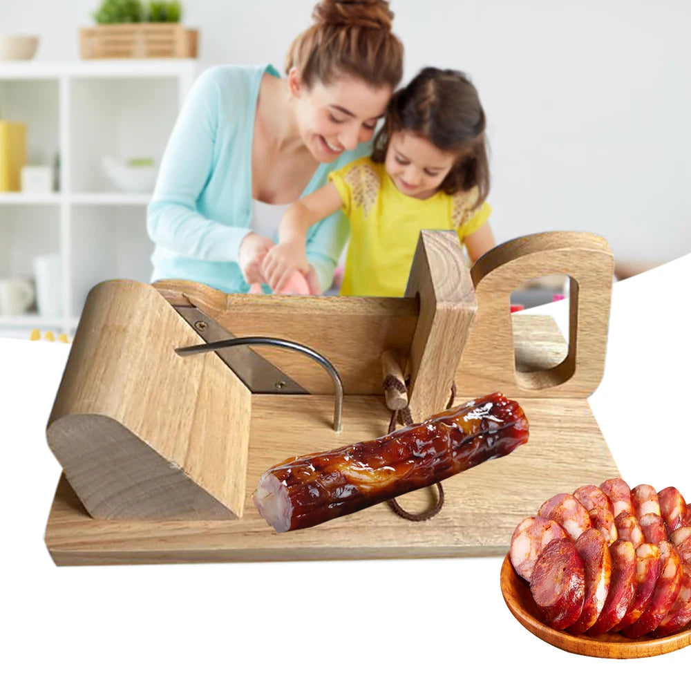 Sturdy Wood Sausage Cutting Machine With Stainless Steel Blade Sausage Slicer