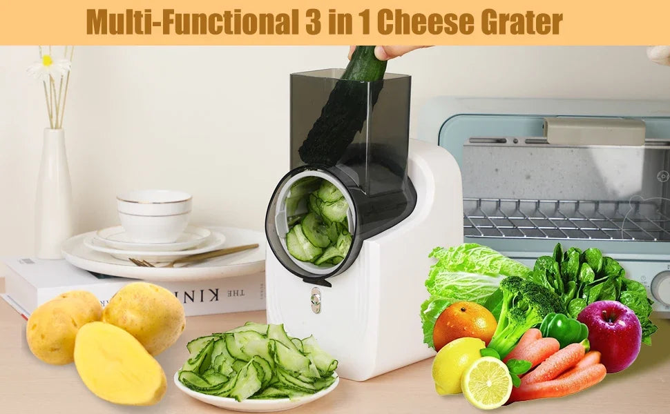 Electric Cheese Grater Electric Slicer Shredder Electric Vegetable Slicer Salad Maker  Fruit Cutter Food Processor Spiralizer