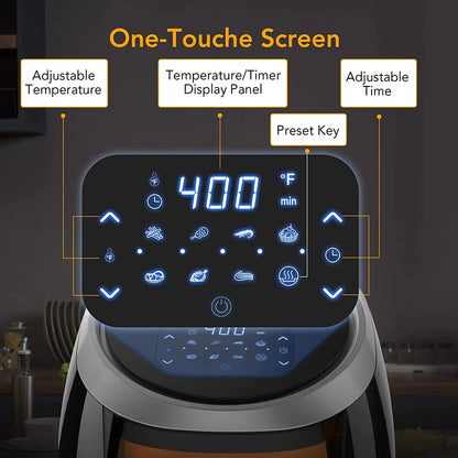 Air Fryer Oven Digital Large 7.7L Rapid Air Circulation,Air Fryers With Touch Screen Viewable Window Dishwasher Safe Accessories