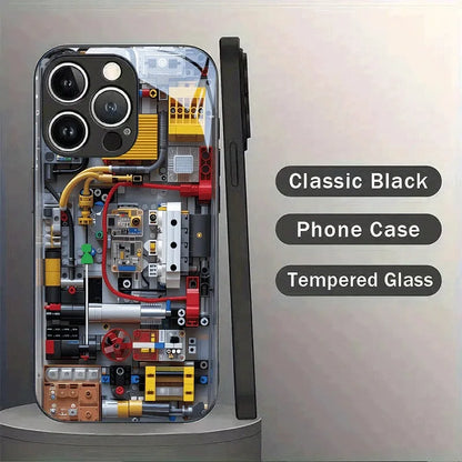 2D Imitation Circuit Board Pattern Tempered Glass Phone Case For Samsung Galaxy S25 S24 FE S23 Ultra Plus FE Black Cool Cover
