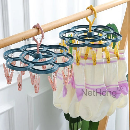 16 Pegs Thickened Laundry Clip Underwear Socks Hanger Airer Cloth Dryer Rack UK