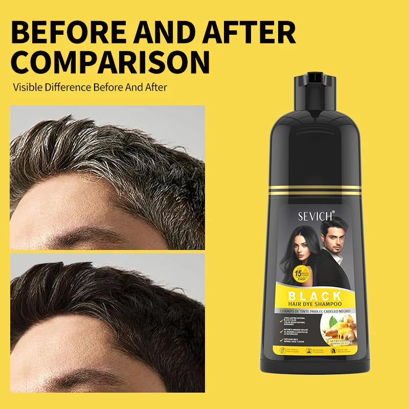 Ginger Black Hair Dye Shampoo 500ml Diy Herbal Coloring Hairs Instant Gray To Black Instant Coloring Shampoo For Women&Men