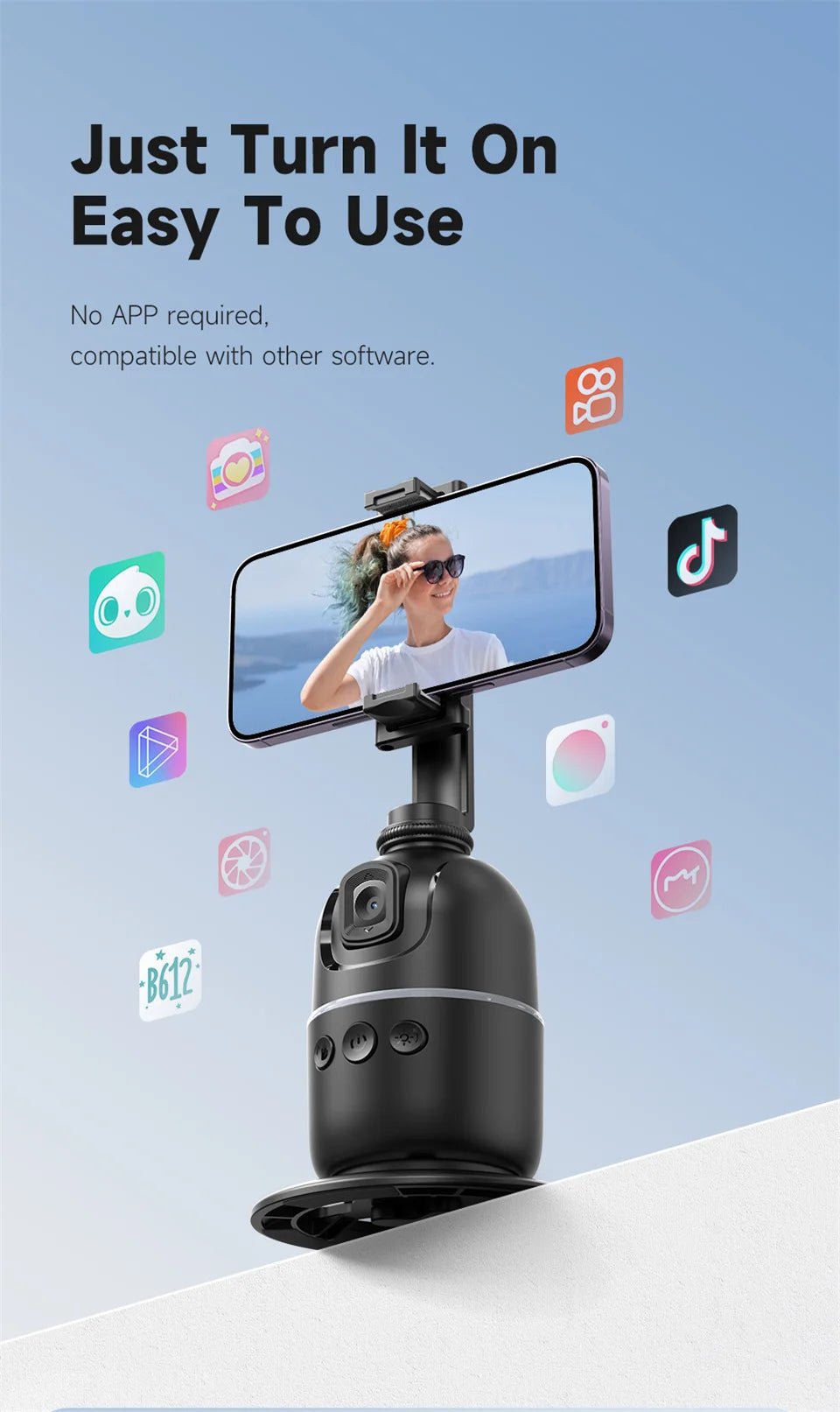 Roreta Multifunctional selfie stick with light anti shake shooting image stable for iPhone smartphone handheld gimbal stabilizer