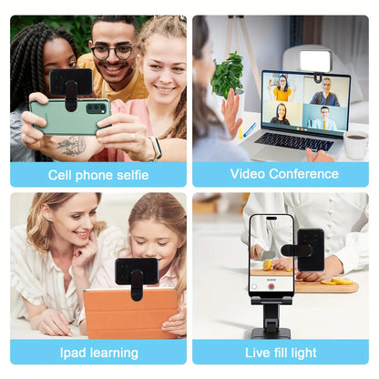 Selfie Fill Light – Mini Clip-on LED, Rechargeable, 3 Color Modes & Adjustable Brightness for Phones & Computers