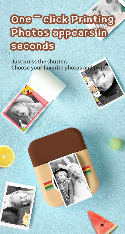 Children Camera Instant Print CP08 Dual Lens Kids Photo Printing Camera HD Video Recording with Thermal Paper Educational Toys