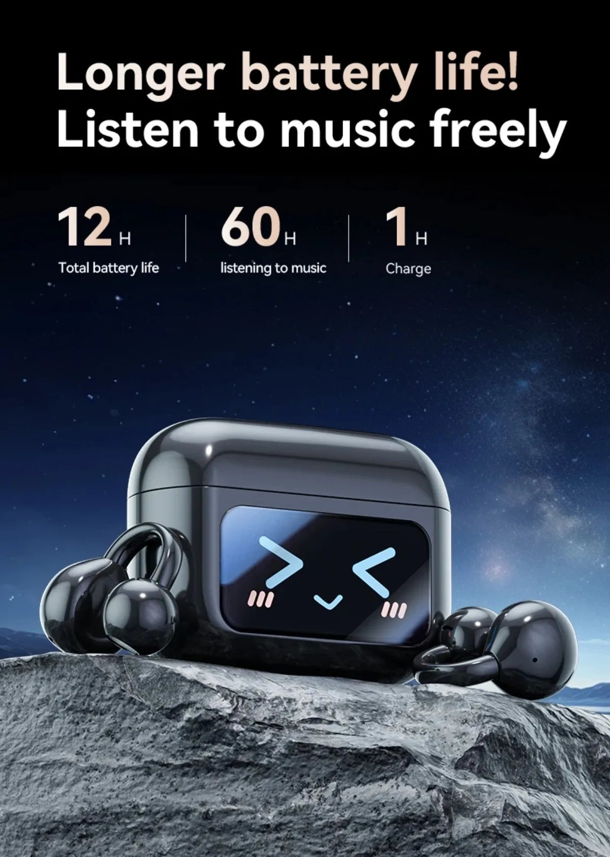 Touch Screen Bluetooth Headphones 144 Languages Real-time Translation Headphones Wireless Open Ear Clips Sports Gaming Earphone