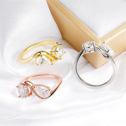 Smyoue 2cttw Certified Moissanite Rings for Women Brilliant Bride Wedding Jewelry 100% 925 Sterling Silver Band Plated 18K Gold