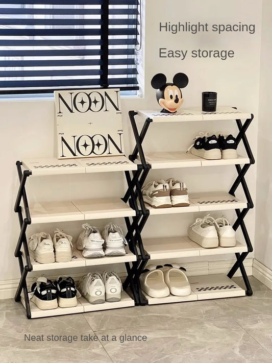 Simple Shoe Cabinet Multi-layer Folding Shoe Storage Device Home Organization And Storage Shelf
