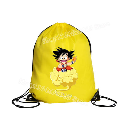 Dragon Ball Drawstring Bag Boys Goku Anime Figure String Pocket Swimming Pool Clothes Shoes Storage Waterproof Backpack Gifts