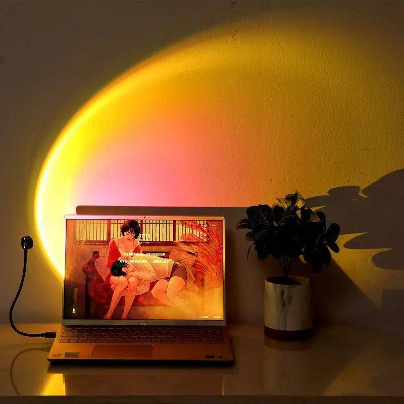 USB Sunset Light Mobile Phone Self Photography Light  LED Rainbow Neon Night Light Projector Photography Wall Atmosphere Light