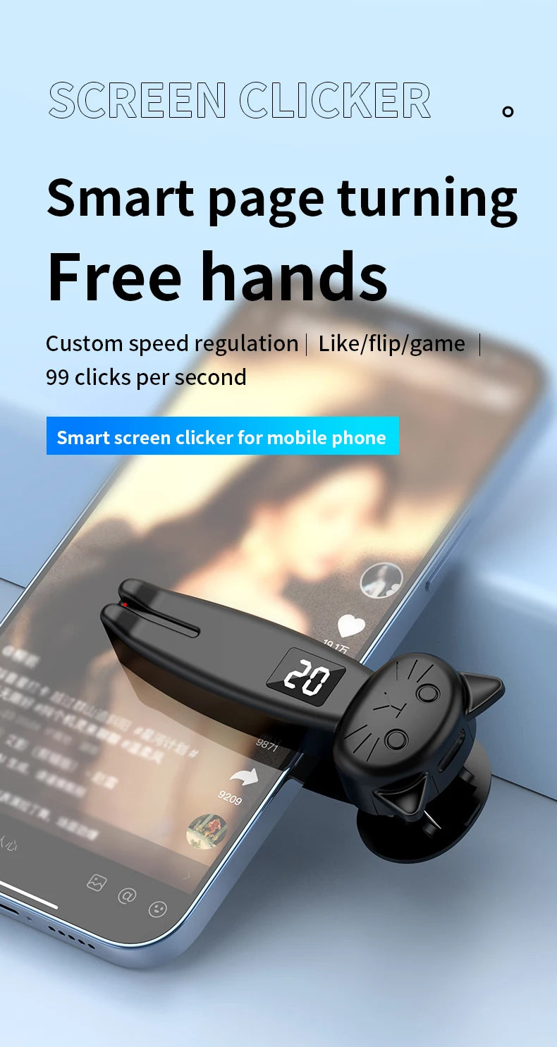 Remote Control Page Turner Bluetooth-Compatible 5.3 Camera Shutter Auto Clicker Phone Screen Tapper Device for Kindle Paperwhite