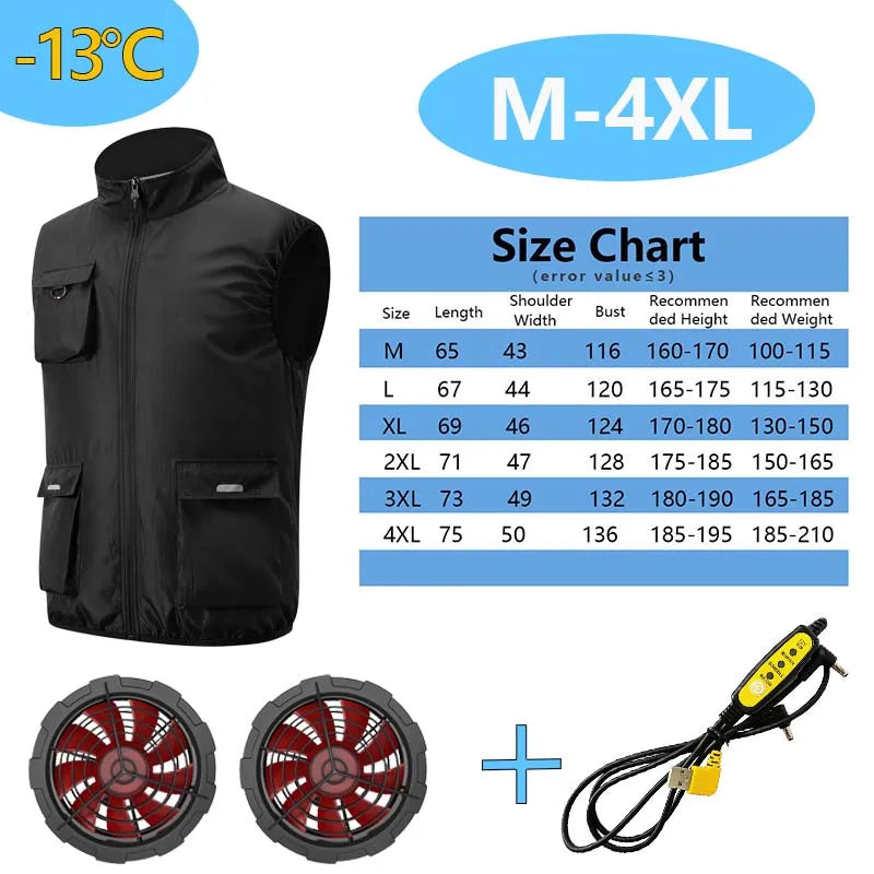 Summer Cooling Fan Workwear, Unisex Short Sleeve, Outdoor Sun Protection & Cooling Vest with Built-in Fans