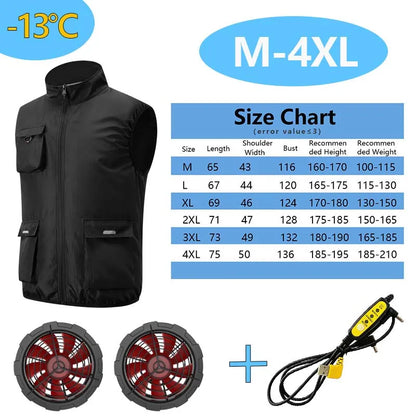 Summer Cooling Fan Workwear, Unisex Short Sleeve, Outdoor Sun Protection & Cooling Vest with Built-in Fans