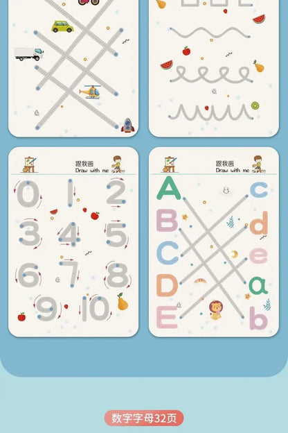 Children Magical Tracing Workbook Montessori Learning Educational Writing Toys Reusable Pen Control Training Copybook for Kids