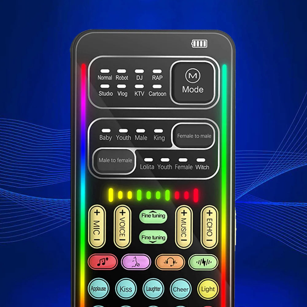 i9 Voice Changer Mini Multiple Audio Effect Bluetooth-Compatible Live Sound Cards Ultra-Thin Portable Live Sound Card Mic Tool