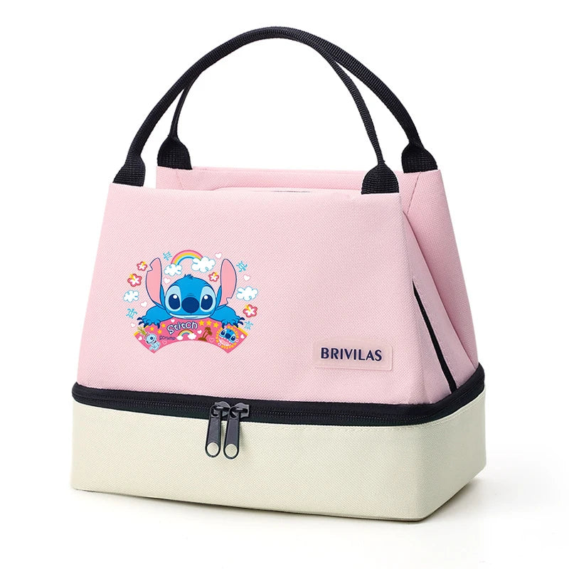 Isolierte Lunchtasche von Stitch, tragbare Aufbewahrungstasche für Lunchboxen, faltbare, isolierte Kühltasche, ideal für Büro, Schule und Picknick