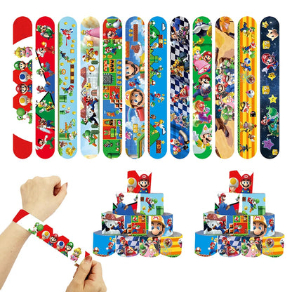 Cartoon Party Favor Keychain Set Supplies Anime Marios Figure Cartoon Fashion Braclet Sticker Birthday Christmas Favor Bag Gift
