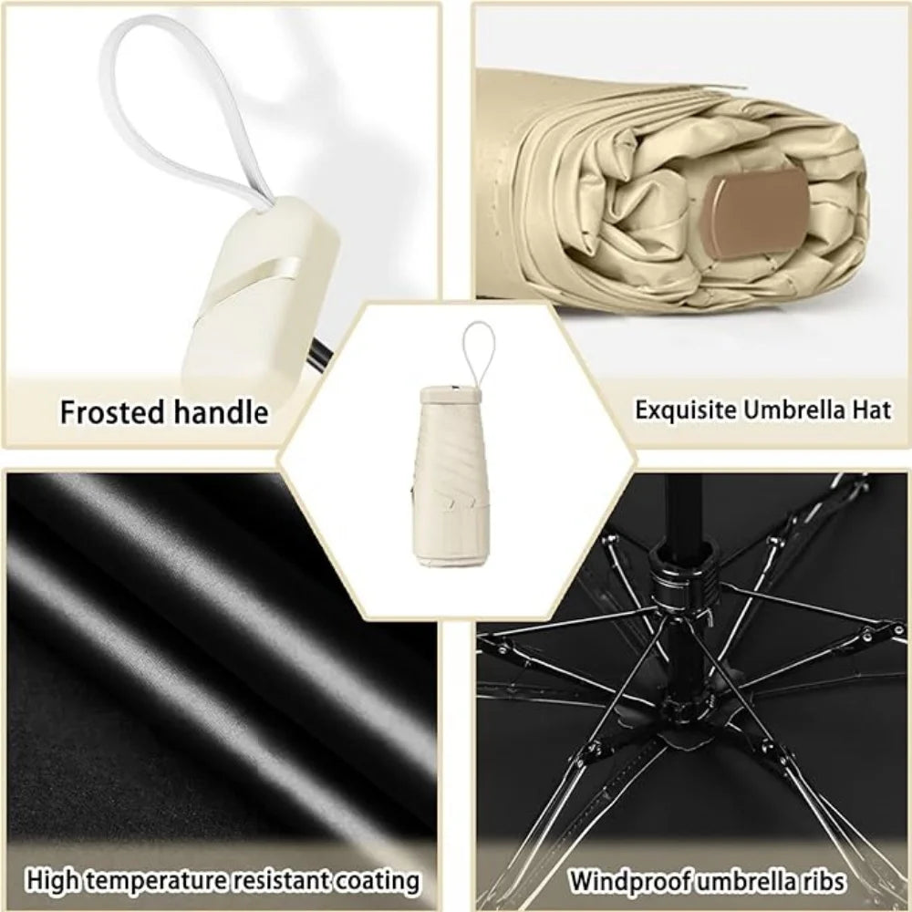 Mini UV Umbrella - Lightweight Folding Parasol Sunny Umbrella ,Reinforced Frame Portable Kids/Ladies' Sunshade Umbrella