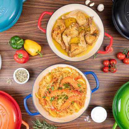 23cm Enameled Cast Iron Dutch Oven 2 Quart Heavy Soup Pot Casserole Dish For Bread Baking And Stew Kitchen Nonstick Braised Pot