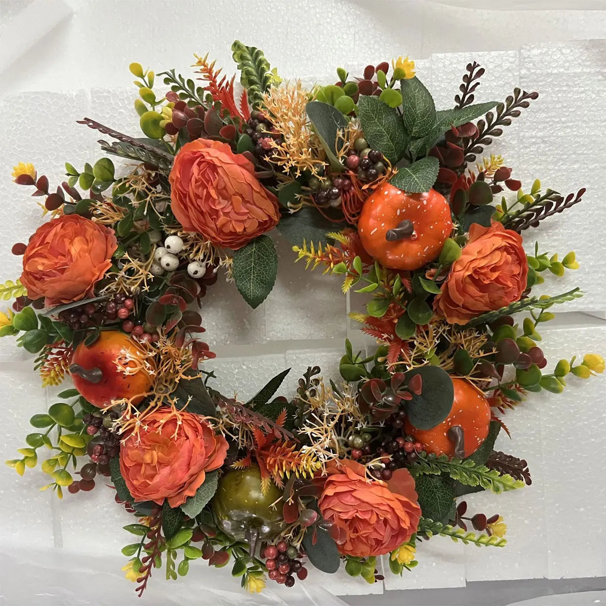 Decoration Wreath Fall Peony Pumpkin Sunflowe for Front Door Festival Celebration Peony home Farmhouse