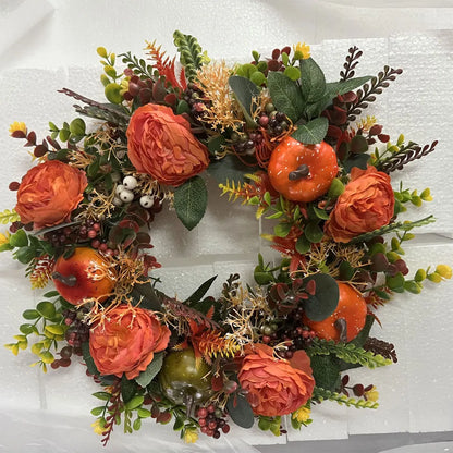 Decoration Wreath Fall Peony Pumpkin Sunflowe for Front Door Festival Celebration Peony home Farmhouse