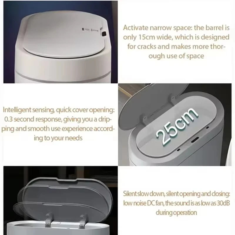 7L Automatic Sensor Trash Can for Kitchen Garbage Tin for Bathroom Light Luxury Family Living Room Cracks Smart Garbage Bin