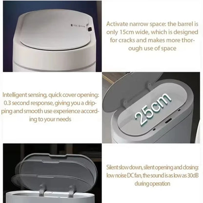 7L Automatic Sensor Trash Can for Kitchen Garbage Tin for Bathroom Light Luxury Family Living Room Cracks Smart Garbage Bin