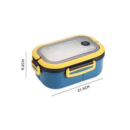 1200ML 2 Layer Bento Lunch Box With Spoon Fork, Kid High Capacity Microwae Food Containers Portable Leakproof Office Camping