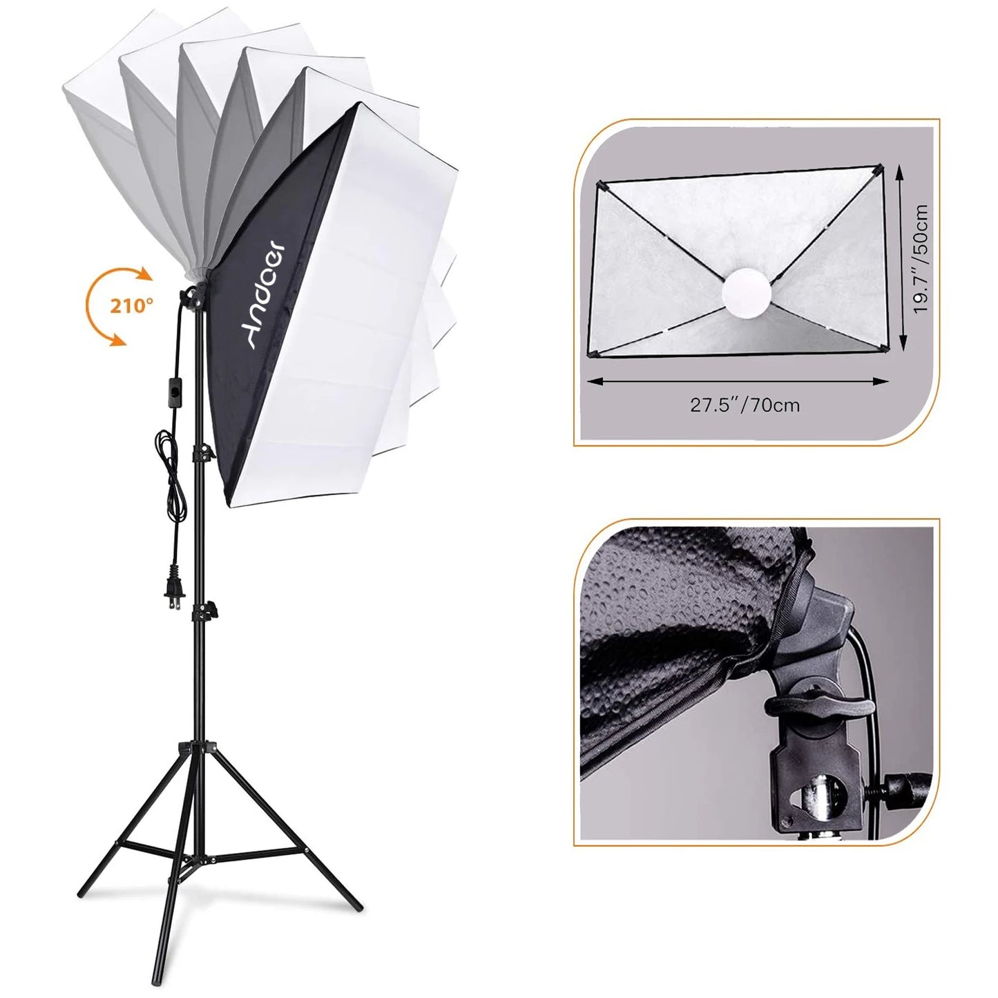 Andoer Studio Photography Light kit Softbox Lighting Set with 85W 2800K-5700K Bi-color for Studio Portrait Product Photo Video