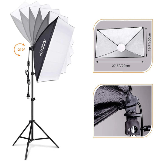Andoer Studio Photography Light kit Softbox Lighting Set with 85W 2800K-5700K Bi-color for Studio Portrait Product Photo Video