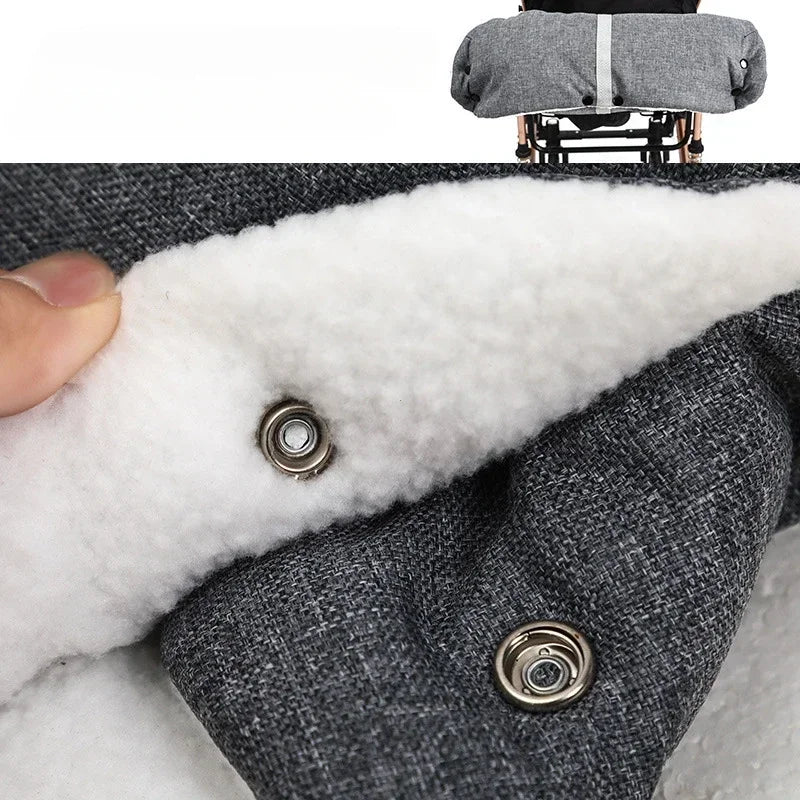 Baby Stroller Gloves Waterproof Warm Winter Antifreeze Mittens With Tissue Phone Bag Transparent Can Be Touch Screen