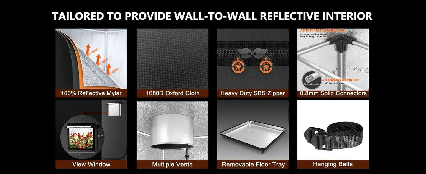 Spider Farmer SF1000 LED Grow Light+70x70x160CM Grow Tent Kits with Intelligent Carbon Filter For Indoor Plants Hydroponics