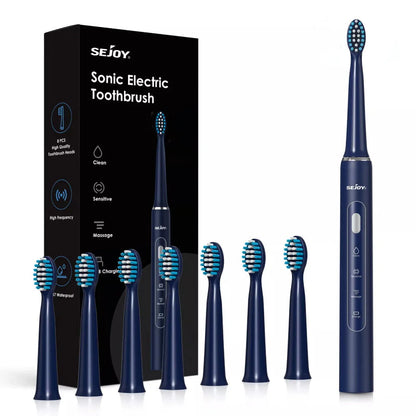Sejoy Electric Toothbrush with 6 Heads 3 Cleaning Modes for Dental Care Smart Timer Rechargeable Sonic Toothbrush