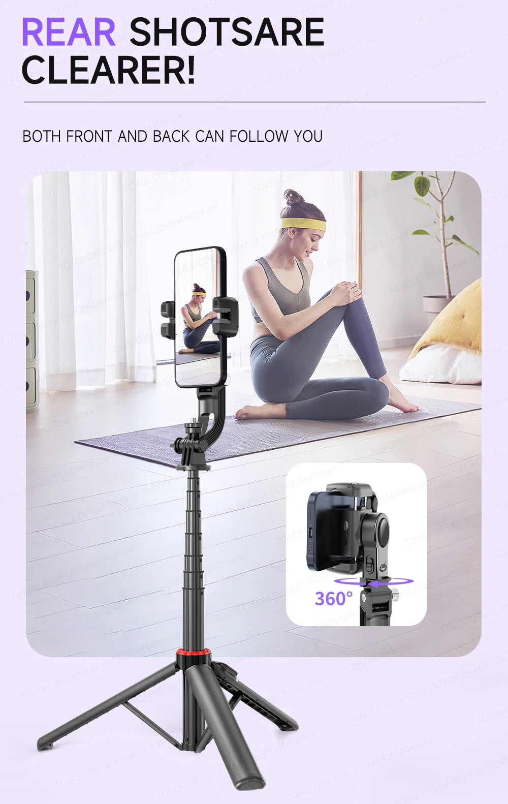 C22 AI Face Tracking Handheld Gimbal Stabiliser 360° Rotation Shoot Selfie Stick Tripod for Mobile Phone, 1/4'' Screw for Camera