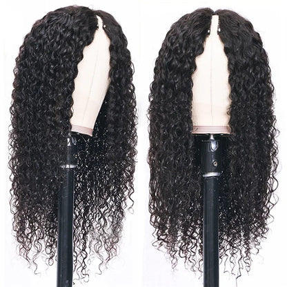 Deep Curly V Part Wig Human Hair No Leave Out Brazilian Deep Wave Human Hair Wigs for Women U Part No Glue Virgin Wigs On Sale